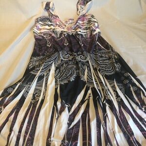 Elegant  Dress in Black and Purple